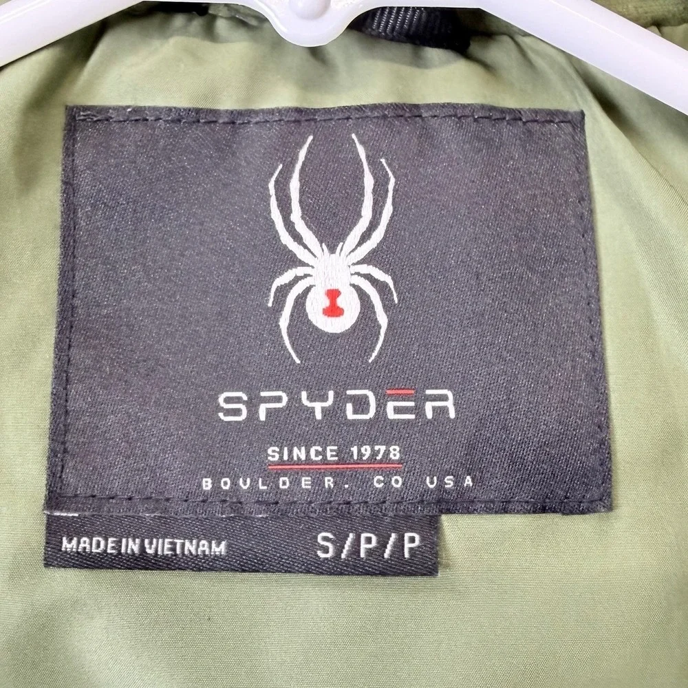 Spyder Womens Sage Green Hooded Puffer Jacket Chevron Quilted Size‎ Small - Picture 4 of 12